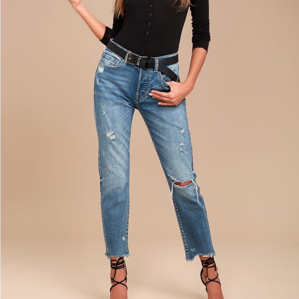 REVOLVE Pistola Abbi Medium Wash Distressed Jeans SZ 24